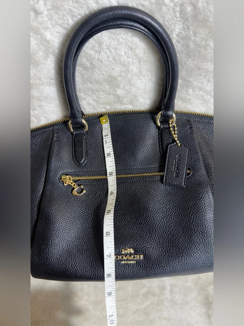 COACH Black Elise Satchel Pebbled Leather Crossbody Shoulder Bag Gold Hardware 7